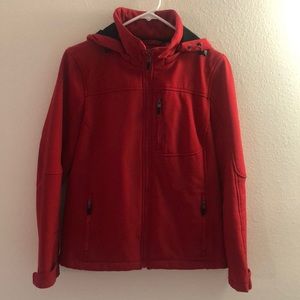 Calvin Klein Medium Red Thermal lining with removable hoodie, rain jacket
